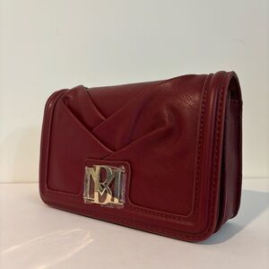 NWT BADGLEY MISCHKA Pleated Wine Colored Crossbody Bag